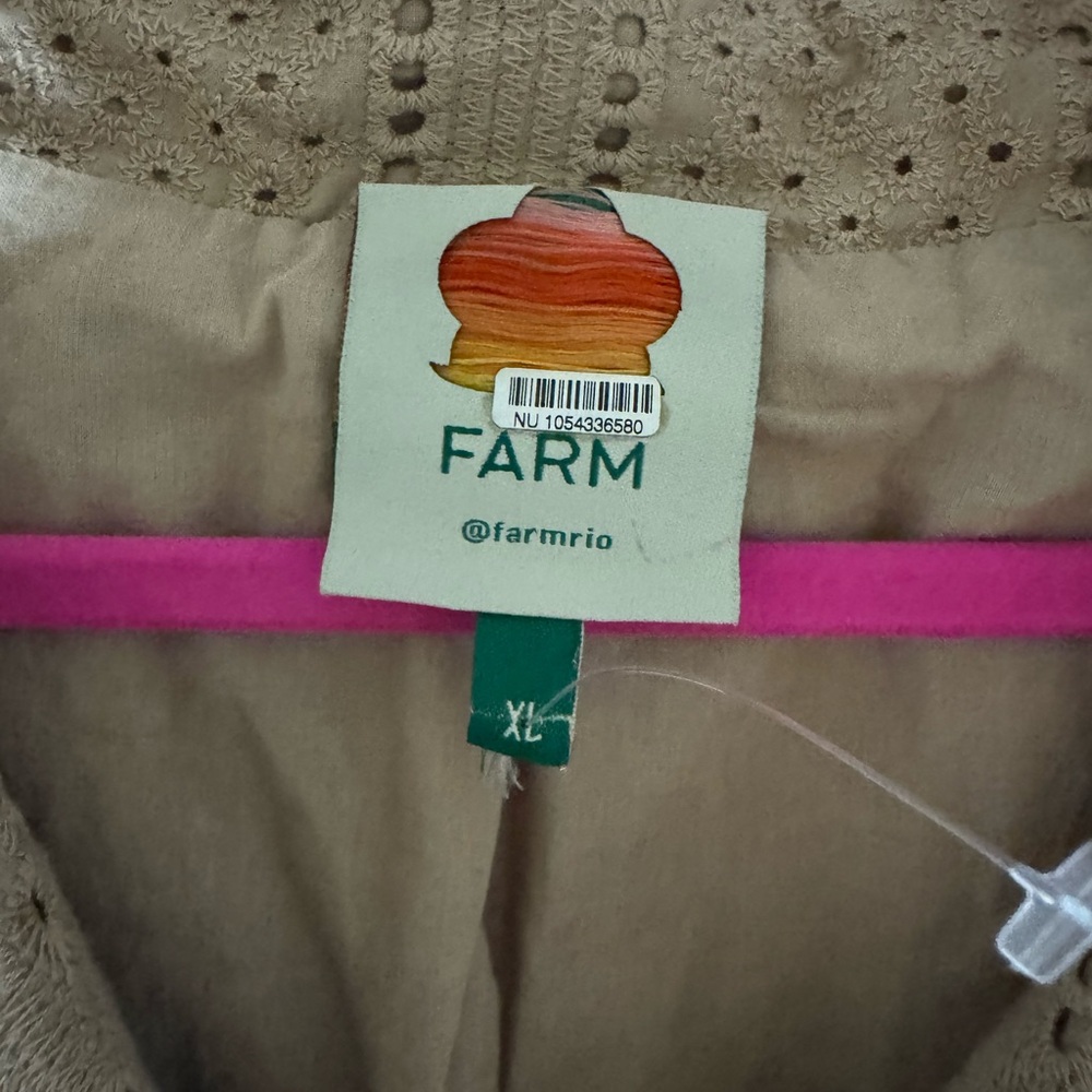 NWOT FARM Rio Pineapple Cotton Eyelet Trench Coat Size XL in Tan - Picture 14 of 15
